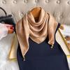 Spring and Autumn New Products Simple Solid Color Magnetic Buckle Small Square Scarf Versatile Light Luxury Decorative Scarf Foreign Style Advanc