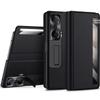 Foldable Protective Case for Honor Magic Vs, Full Protection Magnetic Stand Back Genuine Leather, Black
