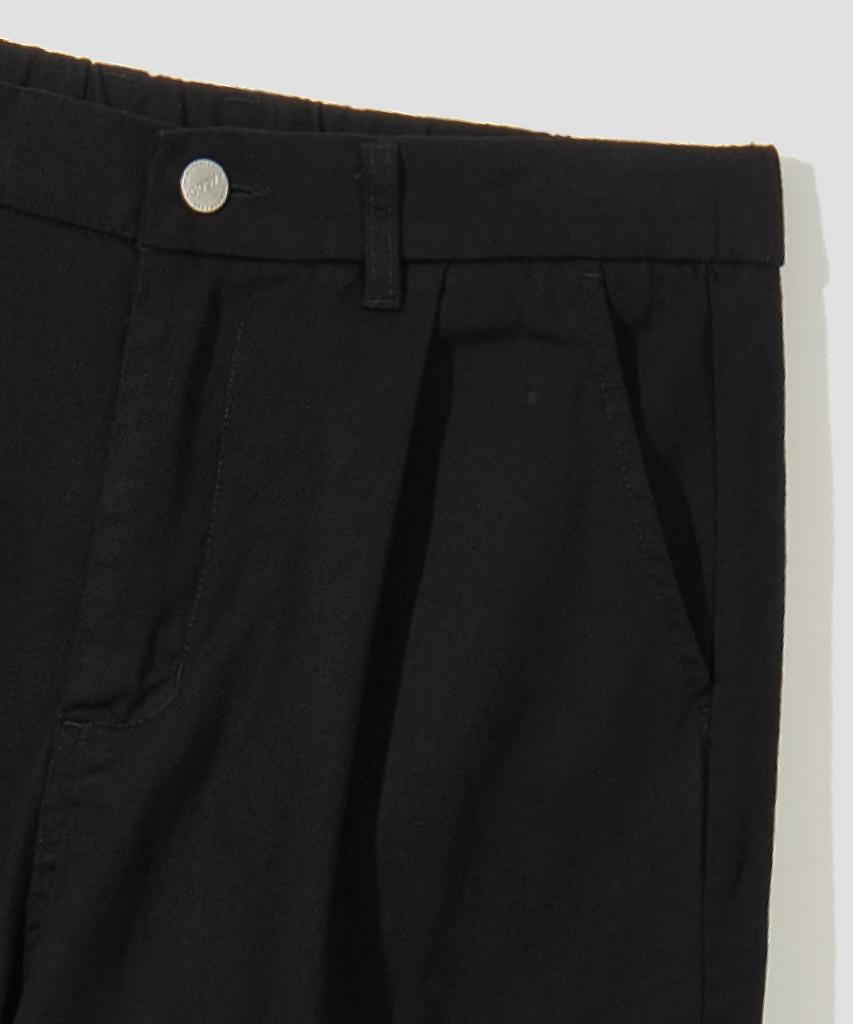 AGOD Wide Big Pocket Cotton Cargo Elastic Pants [Black]