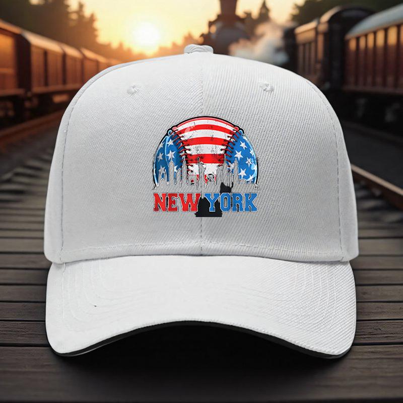 New York Skyline Baseball Graphic Baseball Cap Polyester Adjustable Casual Outdoor Sport Headwear