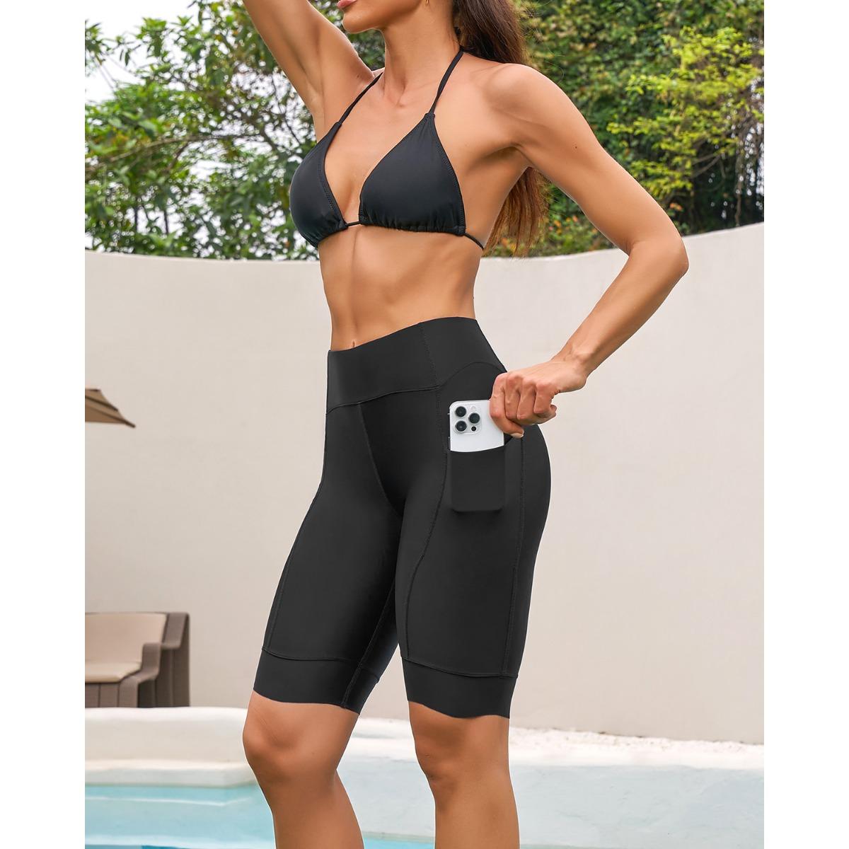 Charmleaks женские однотонные плавки короткие плавки с волнистым краем и карманами — фото 5