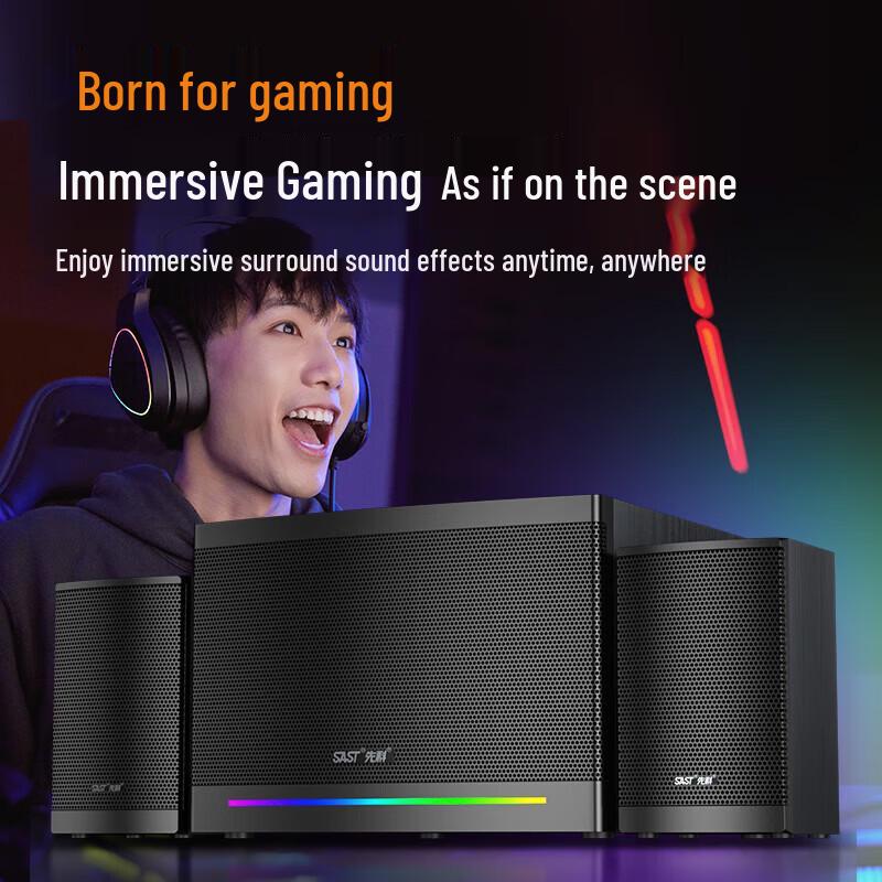 SAST A18 2.1 Bluetooth Desktop Speaker with Subwoofer CN plug (adapter included) (CN version)