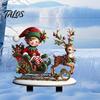 Festive Lawn Stakes Christmas Elf Garden Stake, Reindeer Sleigh Acrylic Yard Art Outdoor Decorations Waterproof Xmas Ornament for Holiday Flower