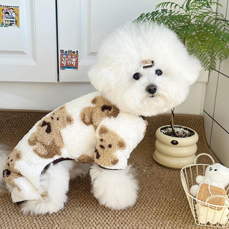 Winter Warm Fleece Dog Jumpsuit Pet Dog Clothes for Small Dogs Autumn Four Legs Pajamas Plush Dog Coat Chihuahua Poodle Costumes