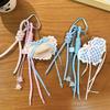 New sweet love lace plaid streamer keychain cute bow ribbon love bag pendant wholesale
