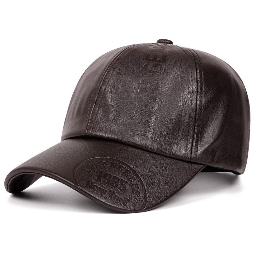 Adjustable Men Vintage Hat Casual Wear Sun Protection Hat Leather Baseball Cap Climbing Cycling
