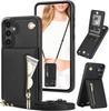 Crossbody Wallet Case for Samsung Galaxy S25Plus with Zippered Pocket and PU Leather Lanyard