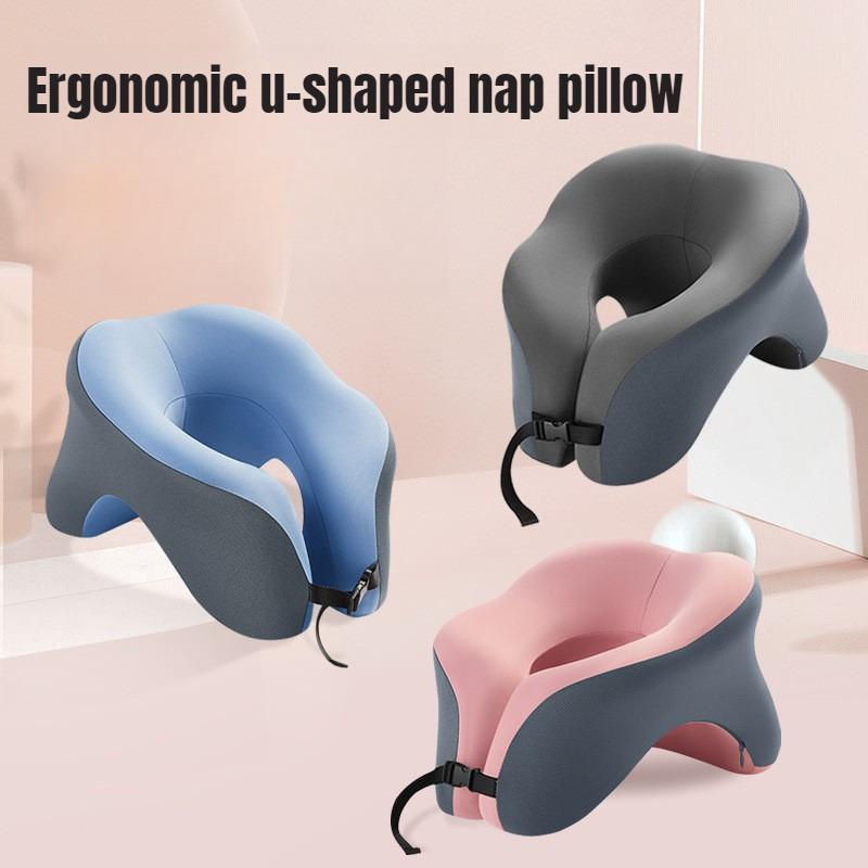 Pernă de călătorie portabilă în formă de U, spumă cu memorie, pernă de dormit, pernă de birou, pernă de pui de somn, pernă de gât pentru mașină, avion, suport ergonomic pentru cap
