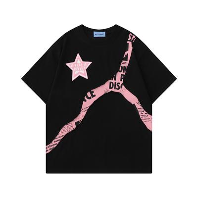 Trendy Sommer Neue Amerikanische Kreative Spleißen Personalisierte Risse Stern Muster Casual Männer und Frauen T-shirts