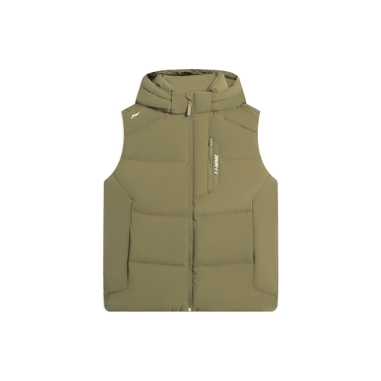 Li Ning Training Series Down Vests Men s Olive Green Hooded Non detachable Moderate Other AMRS081-3 L