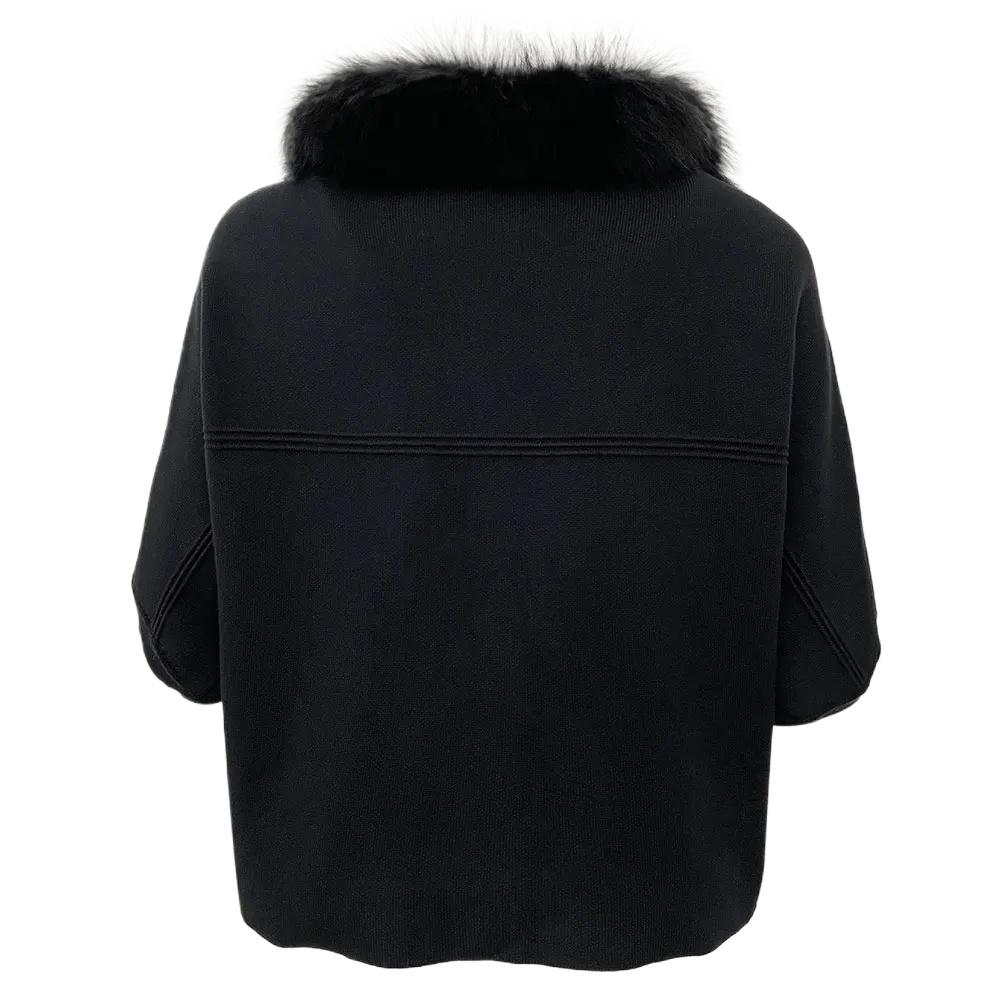 OFTBUY 2024 Herbst Winter Echt Fuchs Waschbär Pelz Kragen Mantel Gestrickte Pullover Frauen Kurzarm Jacke Dicke Warme