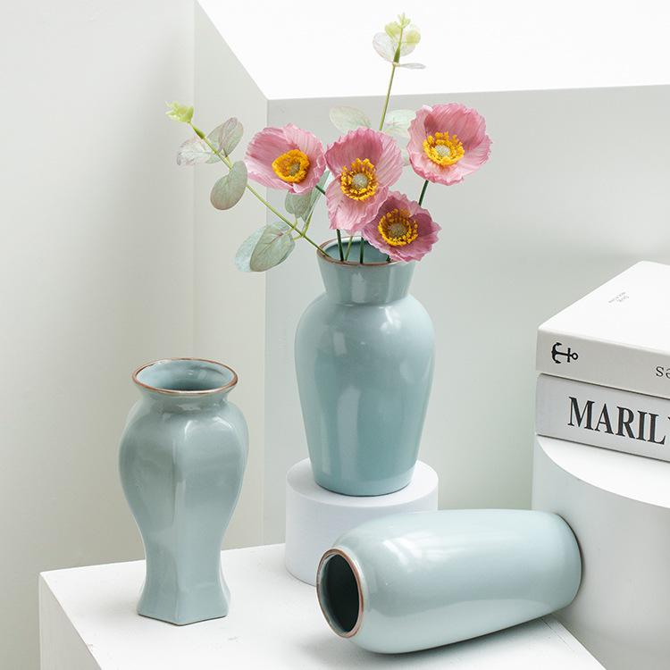 Chinese Zen Ru Kiln Ceramic Vase for Home Decor: Ideal for Living Room or Entryway Flower Arrangements and Green Plants