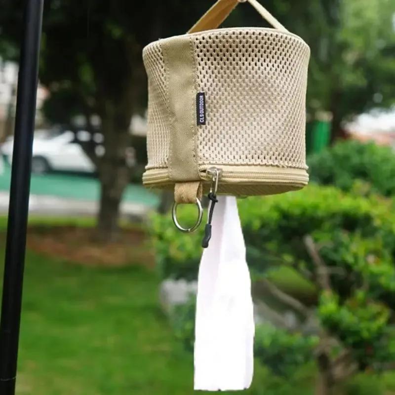 Outdoor Camping Tissue Case Roll Paper Storage Bag with Hook Portable Tissue Holder Tent Hanging Napkin Holder Camping Supplies