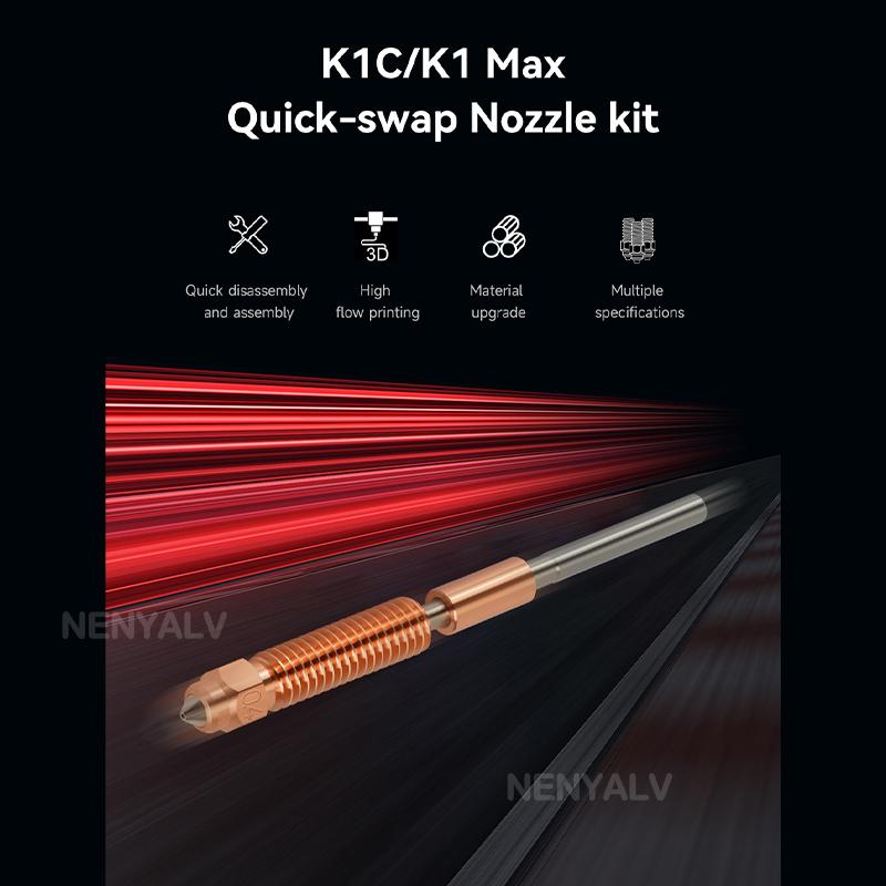For Creality K1 Max K1C K2 SE Ender-3 V3 Quick-Swap Nozzle 0.2/0.4/0.6/0.8mm Hardened Steel Nozzle Upgraded High-Speed Printing