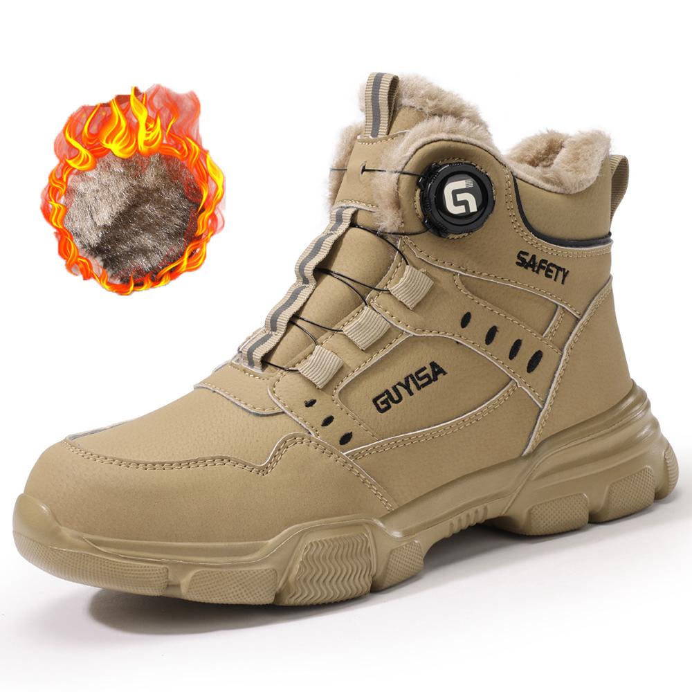 Nové pánské boty s otočnými knoflíky, odolné proti rozbití a propíchnutí, bezpečnostní obuv pro muže, pracovní boty s ocelovou špičkou, bezpečnostní nezničitelné boty