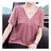 NaVaVa ShorT SleeVe V Neck T shirT wiTh buTTon poinT nT1547
