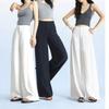 Petite Women's White Linen Wide-Leg Pants - Summer 2026, Lightweight, Wrinkle-Resistant, Extra Long, Casual Fit