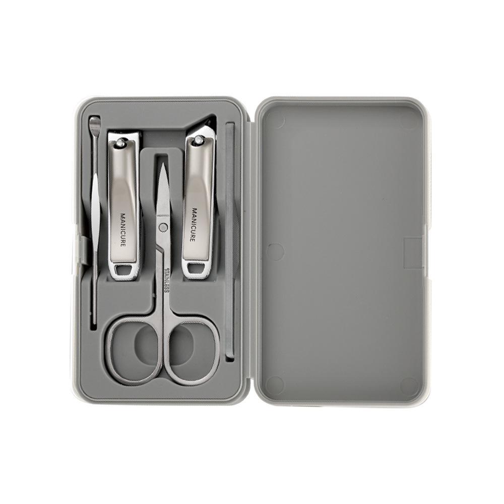 Stainless Steel 5-Piece Nail Care Set: Clippers, Scissors, Manicure Tools & Ear Pick