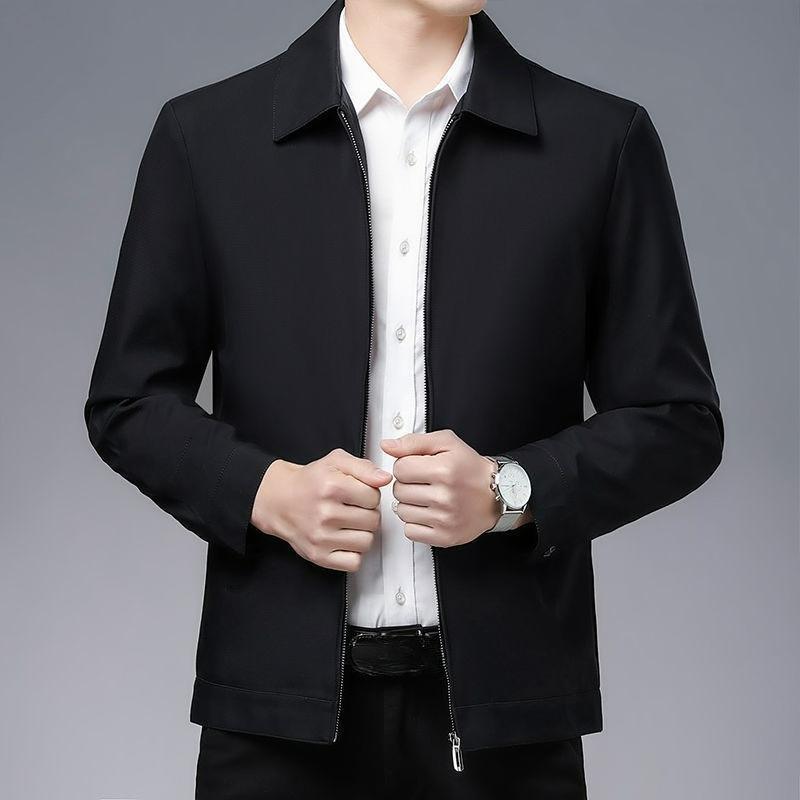 Men's Jackets Spring and Autumn Casual Jackets Men's Men's Tops Loose Stand-up Collar Business Dad Wear