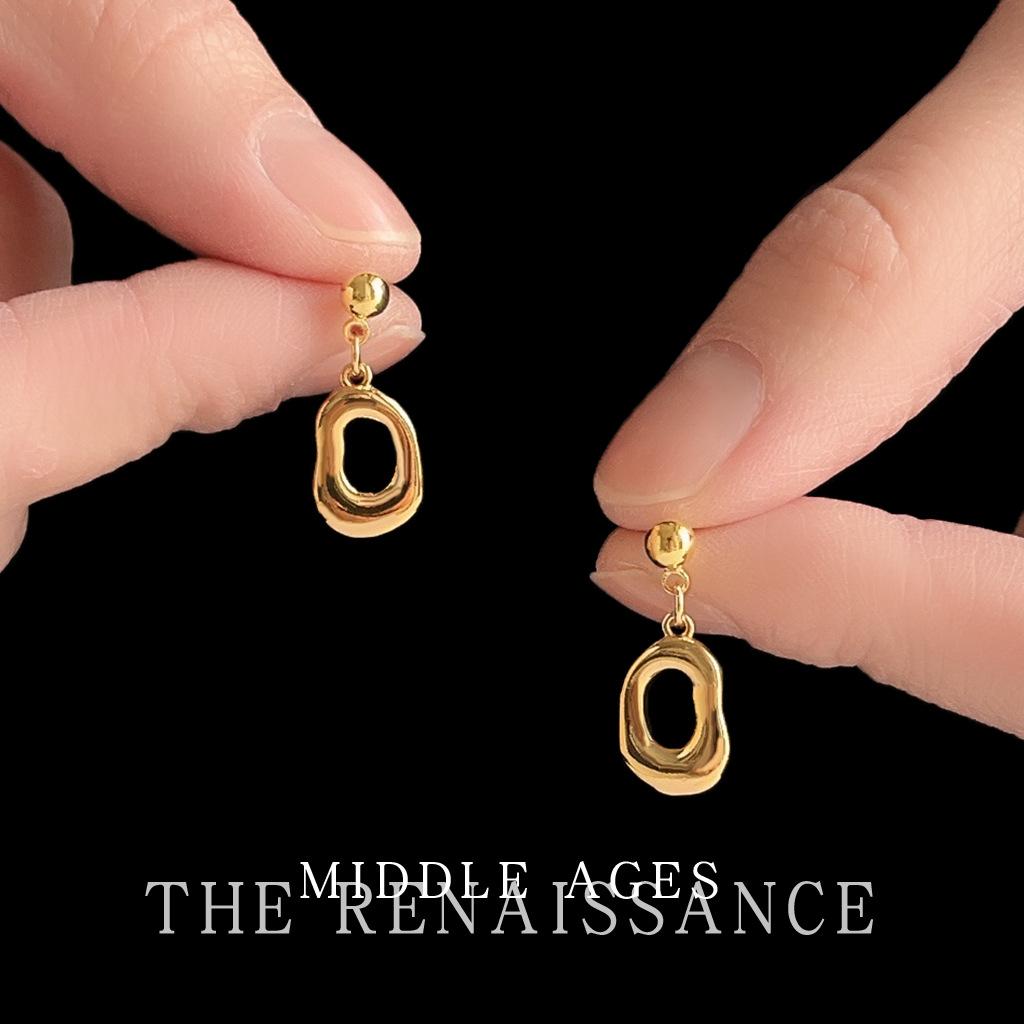 Геометрические Овальные Полые Серьги-Гвоздики Винтажные Французские Неправильные Серьги Серьги