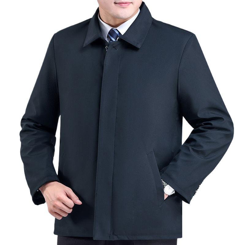 Herren Leichte Freizeitjacke - Frühling/Herbst Stil, Umlegekragen, Knopfverschluss, Lockere Passform für Mittelalte und Ältere.