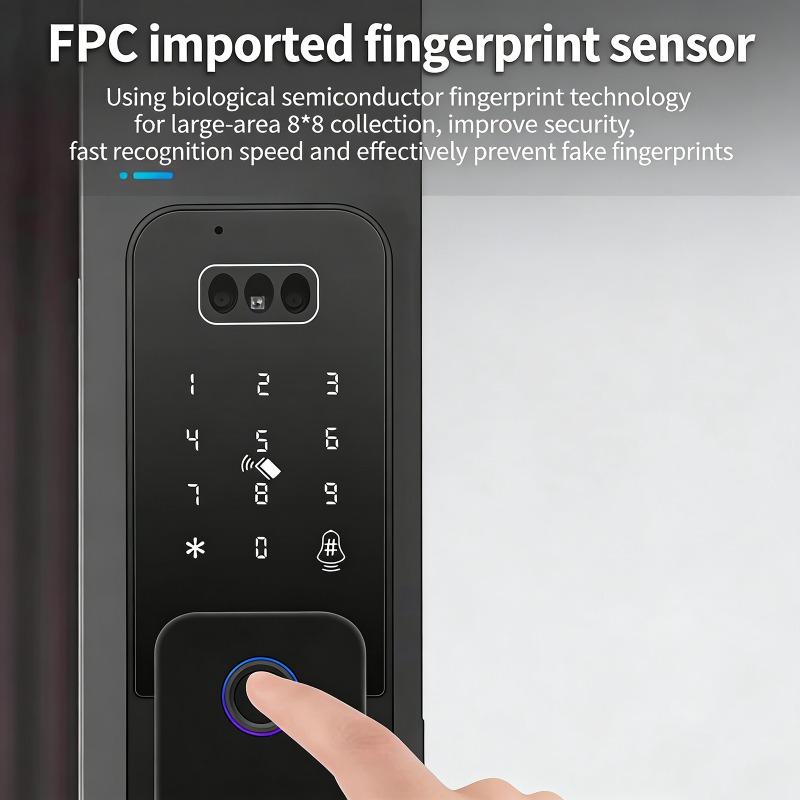 Tuya WIFI Intelligentes Elektronisches Schloss 3D Gesichts- und Handflächenerkennung Intelligentes Türschloss Wasserdicht App-Fernsteuerung Fingerabdruckschloss für Zuhause