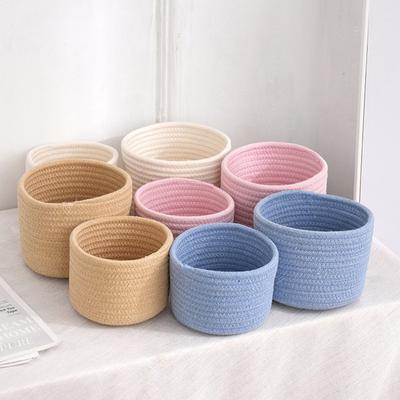 Handgefertigter, gewebter Aufbewahrungskorb aus Baumwollseil, Desktop-Organizer, Kleinigkeiten, Spielzeug, Kosmetik, Schlüssel, Snacks, Box, Kleinigkeiten-Organizer