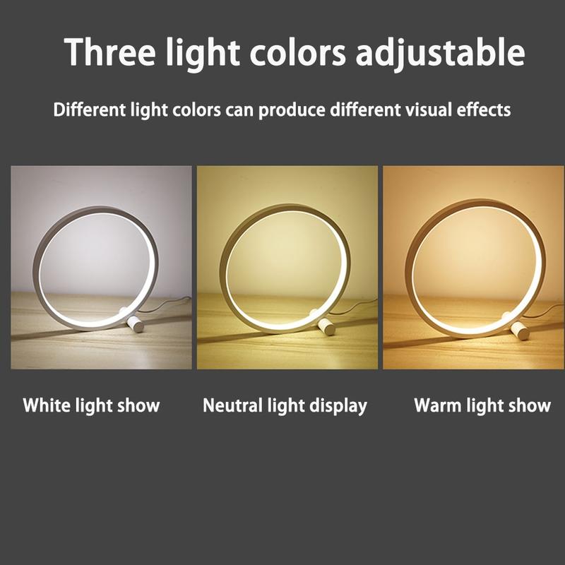 LED Table Lamp for Bedroom Round Acrylic Desk Lamp for Living Room Black/Wh