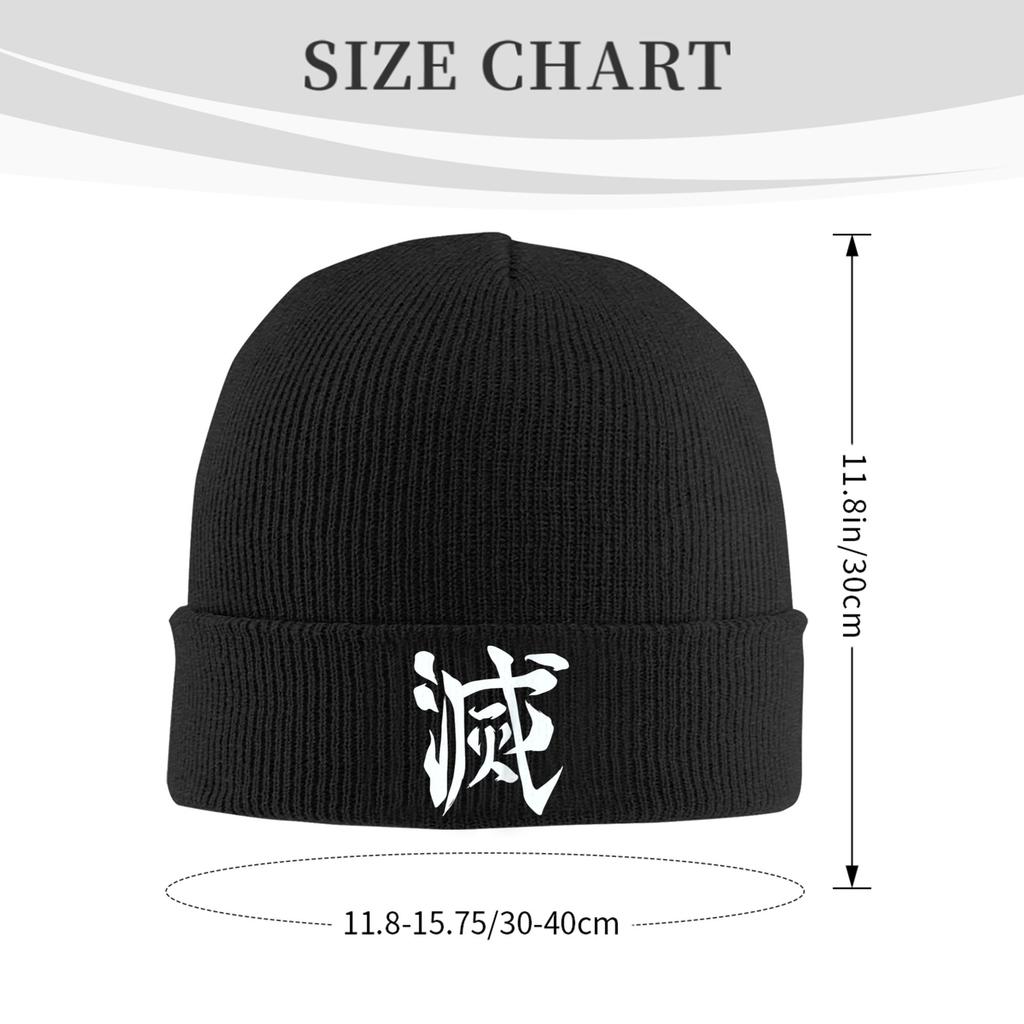 Adult Unisex Destroy Kanji Back Print Beanie Hats  Fashion Knit Hat Winter Kpop Caps Design Elastic Bonnet Hats