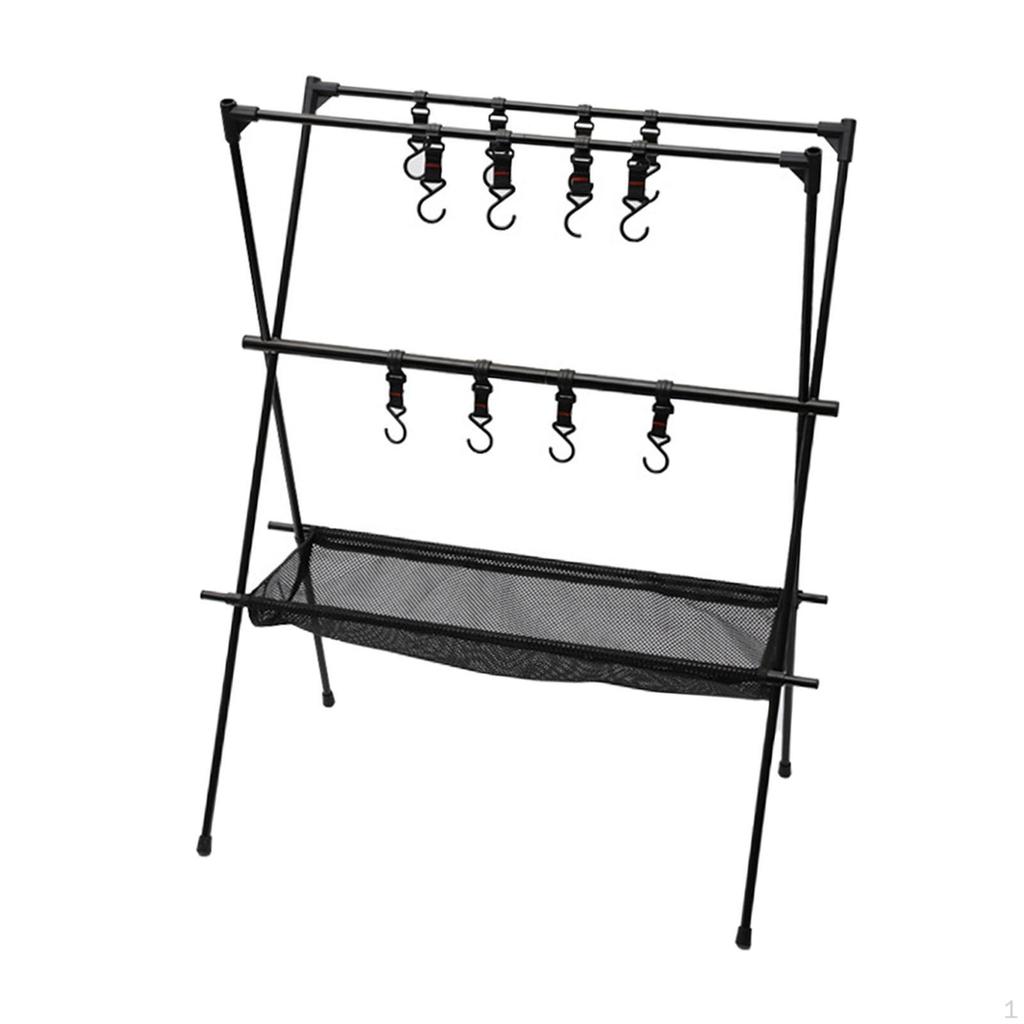 Camp Cooking Shelf of Portable Installation Utensils Easy to Install The Tripod with Grid