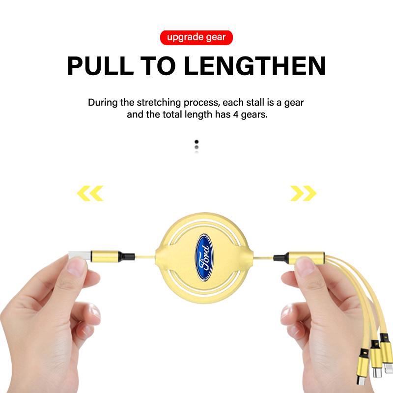 Am Auto montierter Teleskop-Drei-in-Eins-Handyladegerät für Ford Mustang ST line Mondeo Focus Fiesta Escape Kuga Ecosport Ranger EXplorer Aufkleber