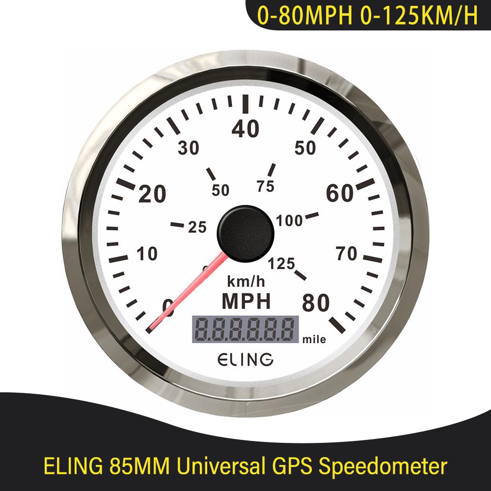 ELING Waterproof 85MM GPS Speedometer 0-40MPH 0-80MPH 0-160MPH Total Mileage Adjustable with Backlight 12V 24V for Truck Yachts