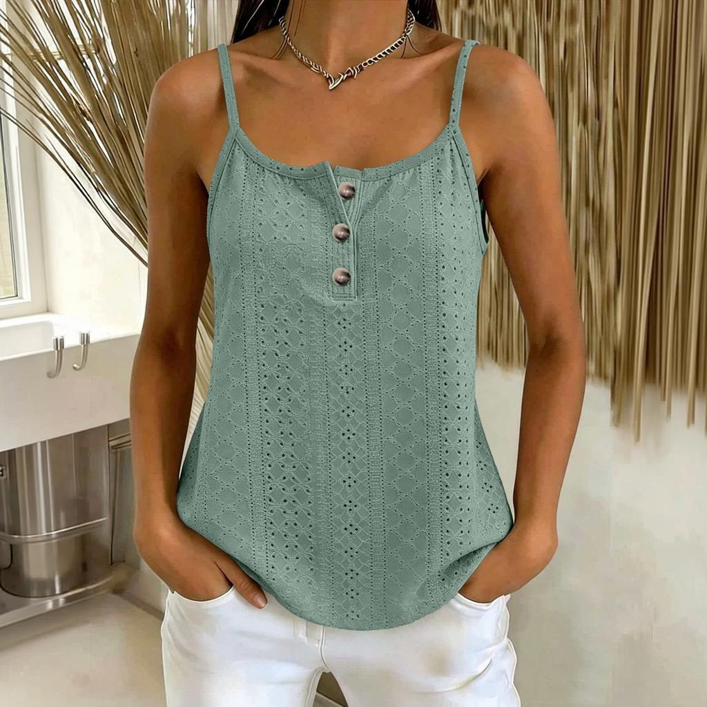 Ärmelloses Damen-Tanktop mit Knopfleiste und Farbe für legere Sommerkleidung