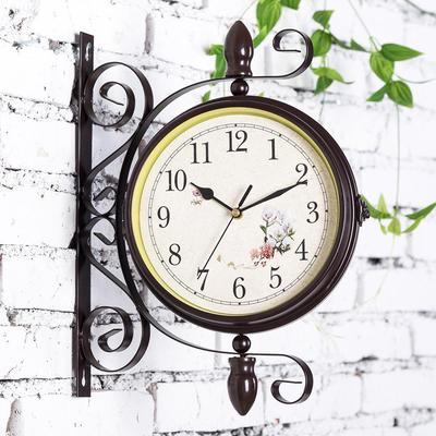 Nordic Double-Sided Retro Iron Wall Clock for Living Room