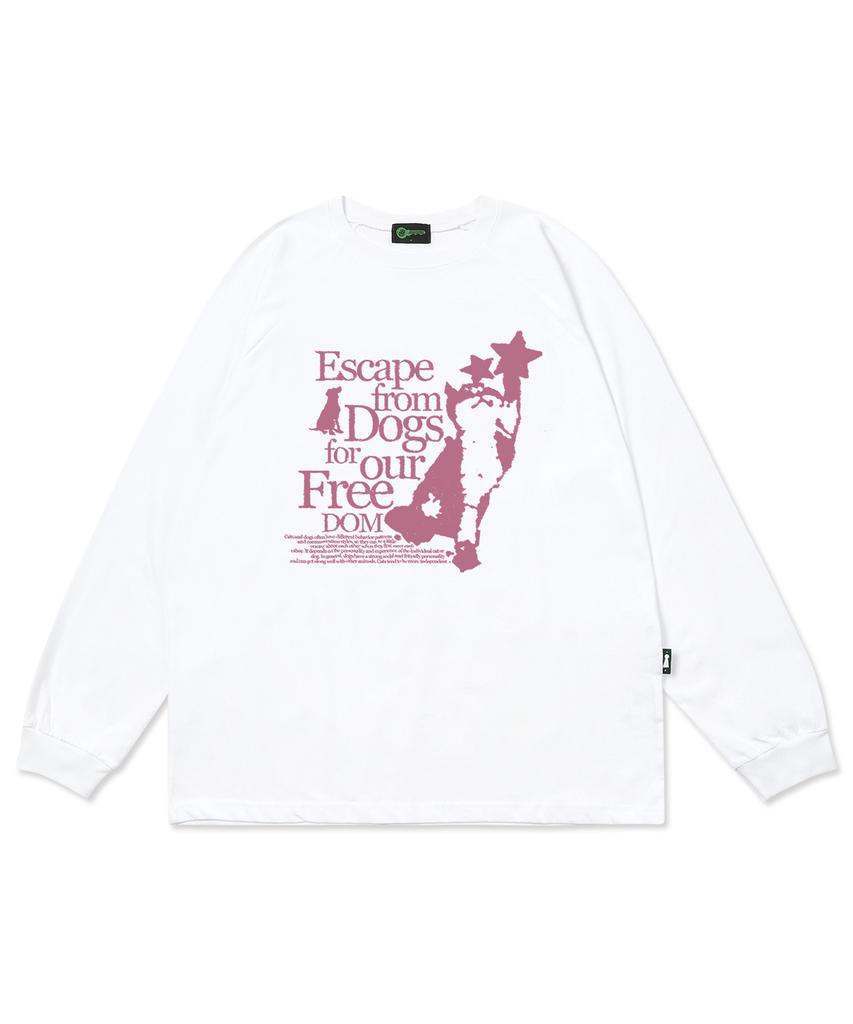 ESCAPEFROM Cat & Dog Print Long Sleeve White