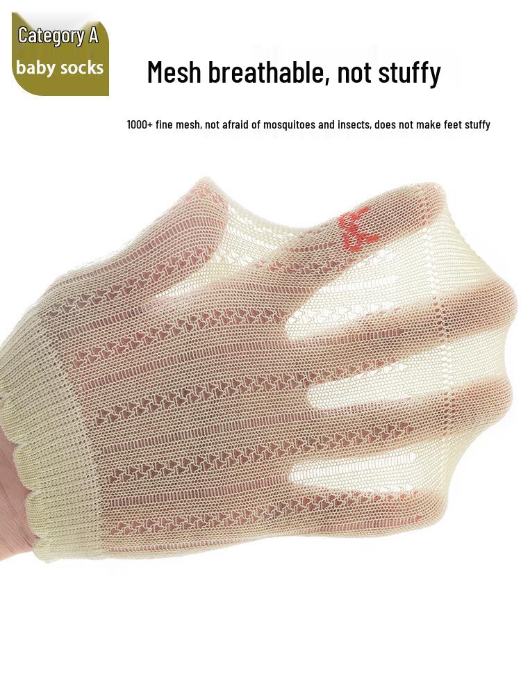 Summer Thin Cotton Baby Socks, Class A Newborn & Toddler Girls Cartoon Mesh with Loose Cuffs