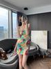2026 Summer Millennium Short Skirt Spice Girl Suspender Dress Irregular Tie-Dye Printed High Waist One-Word Shoulder Hip Bag Skirt