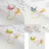 Elegant Alloy Butterfly Stud Earrings With Colorful Geometric Designs