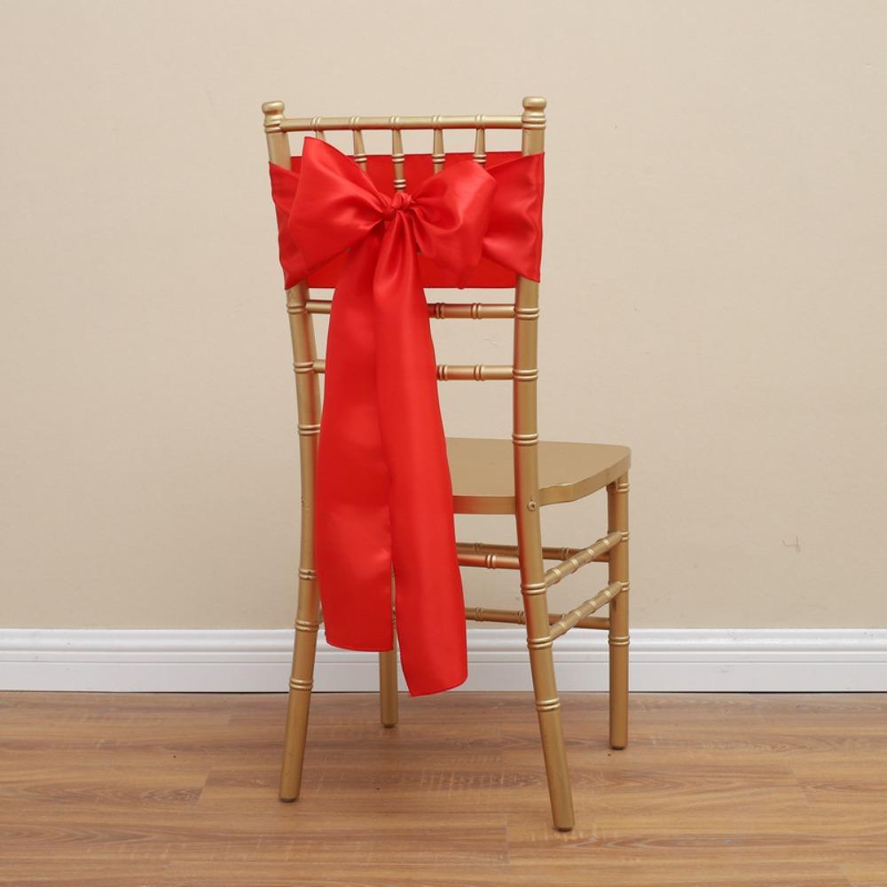 5pcs Vintage Bow Chair Cover 275cm Chair Back Ribbon Satin Wedding Chair Sashes  Baby Shower