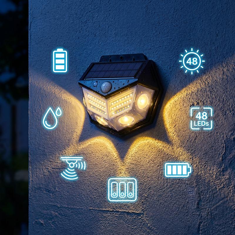 Multifunctional Solar Lamp Outdoor Garden Decoration Solar LED Light Waterproof Sunlight Powered Spotlight with Motion Sensor