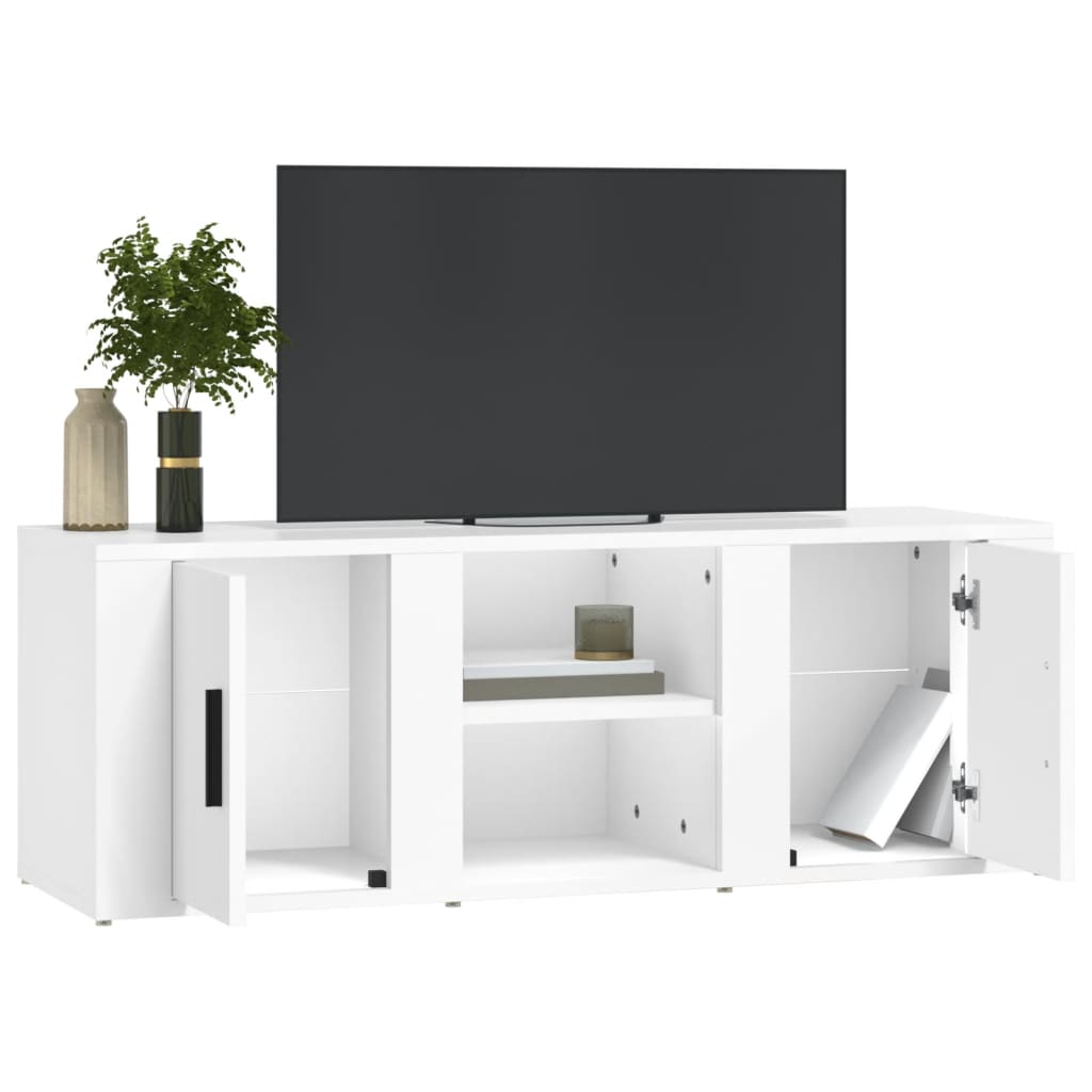 Vidaxl Szafka Pod Tv, Biała, 100X31,5X35 Cm, Materiał Drewnopochodny