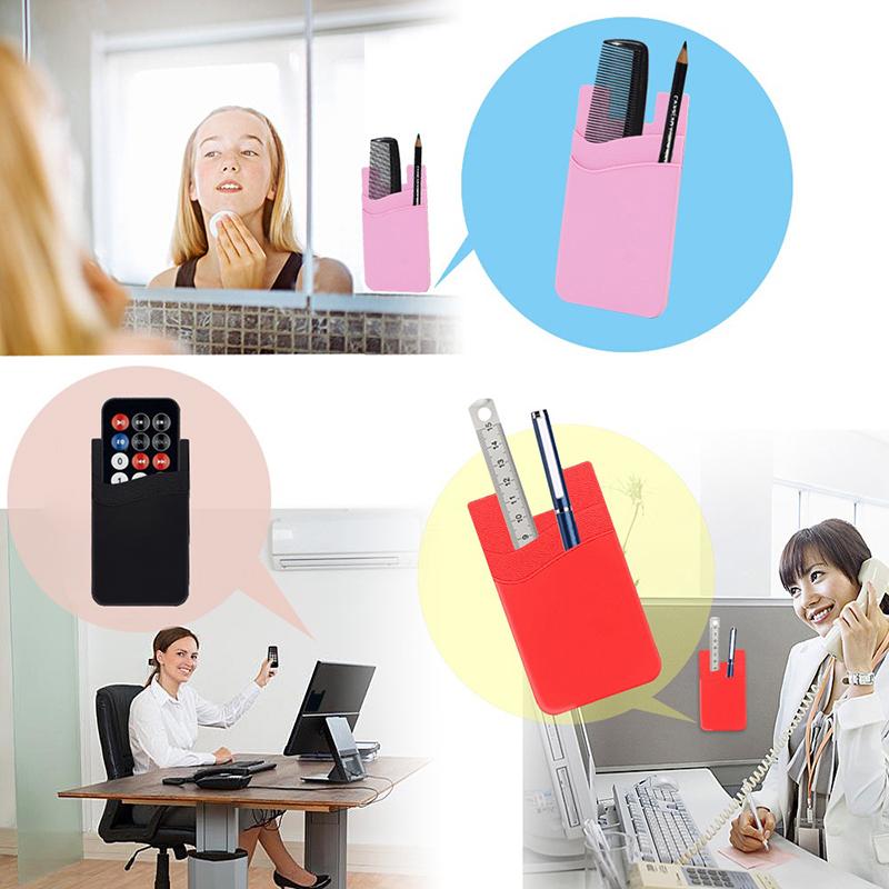 Double-Layer Silicone Mobile Phone Back Pocket Card Holder Case Pouch Adhesive Sticker Phone Back Cover Id Card Wallet Pocket