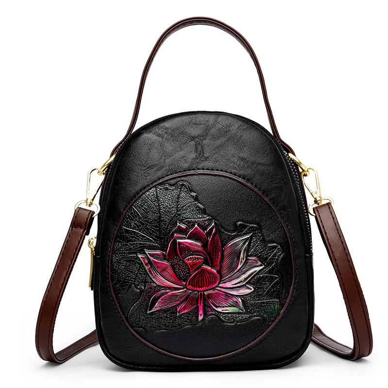 2025 Autumn-Winter Women's Lotus Handbag: Versatile Embossed Crossbody & Shoulder Bag