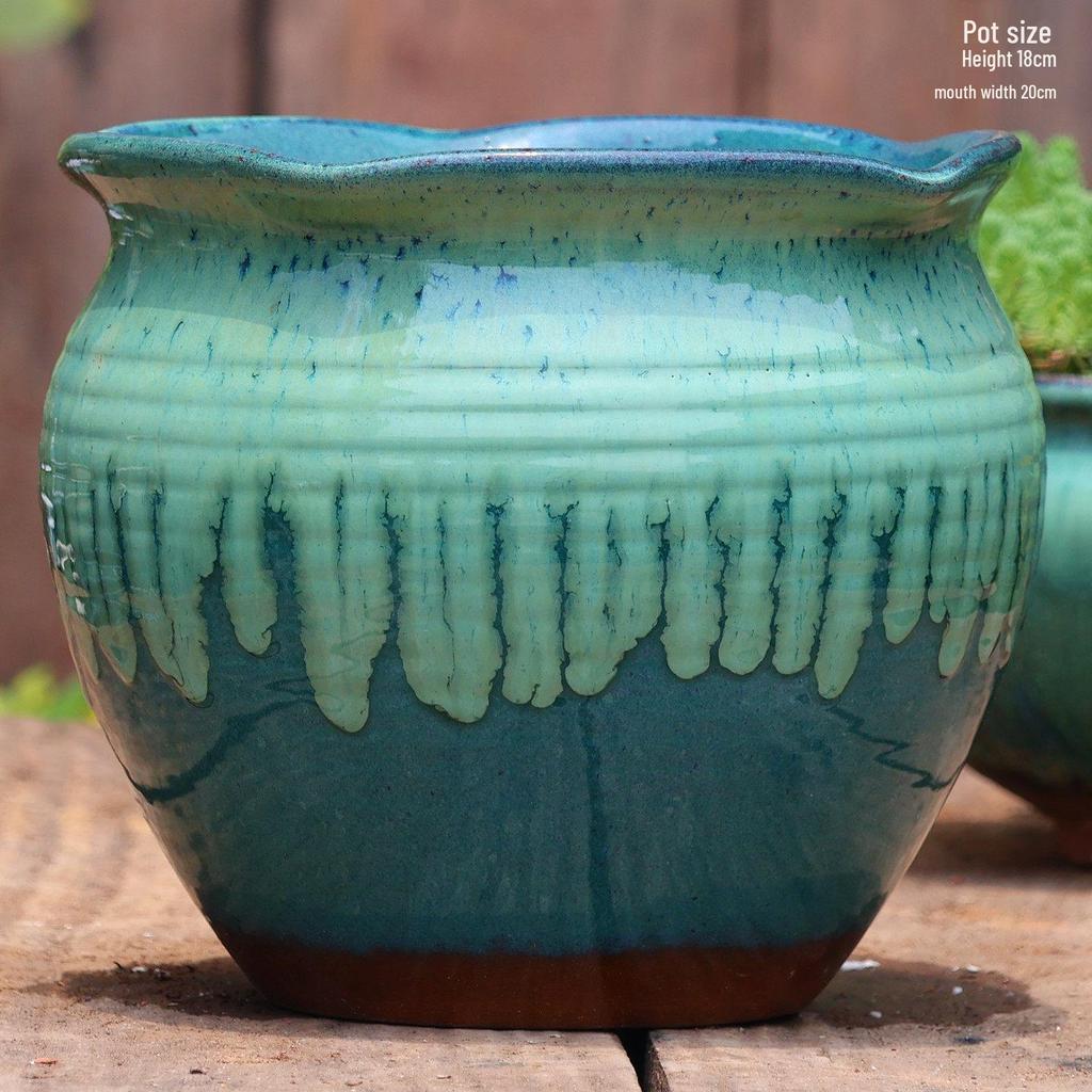 Stor Handgjord Keramik Kruka för Suckulenter och Grönska, Andningsbar Lerkruka i Lila Lera