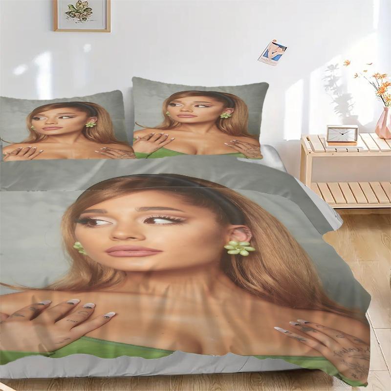 3-teilige Ariana Grande's Green Elegance Bettwäsche-Sets für alle Größen Neue 3D-bedruckte Bettdecke Bettbezug Kissenbezug Schlafzimmerdekoration