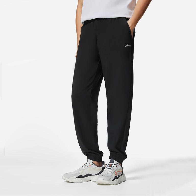 Li-Ning Fitness Series Embroidered Logo Straight-Leg Quick-Drying Knit Sports Pants Men Bottoms Black AYKT207-1