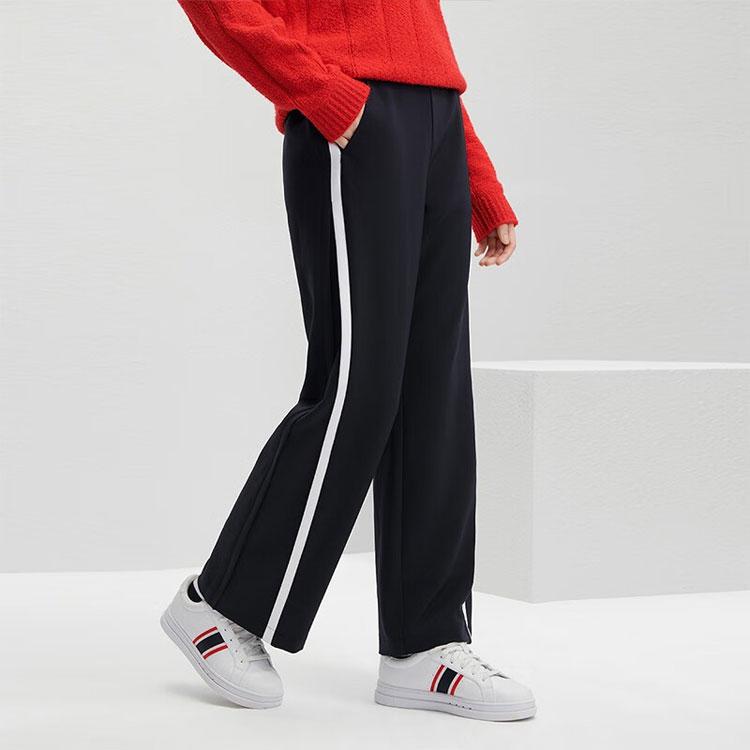 Fila Striped Mid-Rise Straight Leg Casual Pants Women Bottoms Legendary-Blue F11W341801FNV
