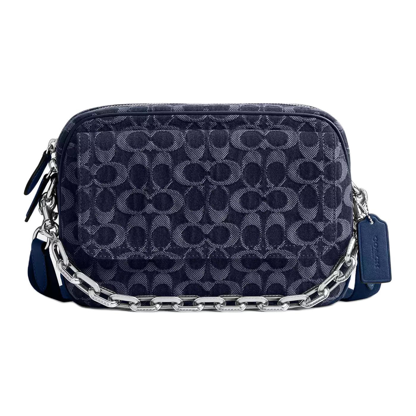 

Coach Charter 23 Flap Removable Chain Shoulder Strap Denim Shoulder Tote Bag Medium Men shoulder tote bag Dark-Blue CAK27-DEB Gift Box Sets (Basic Set+Black Box)