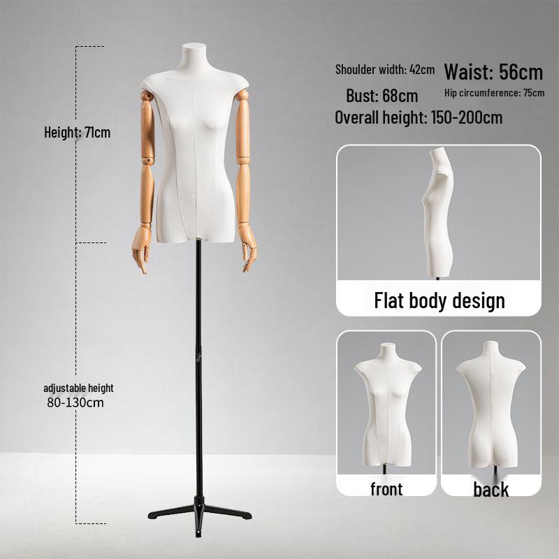 Adjustable Height Mannequin Stand with Arms for Women's Clothing Display