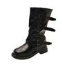 Pile Fashion Wind 2025 Spring and Autumn New Retro Streamer Medium Boots Women's Boots Western Knight Boots Cowboy Boots